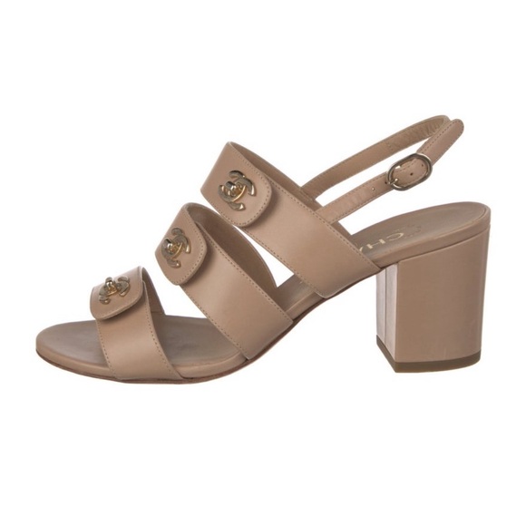 Chanel interlocking CC logo slingback sandals - Picture 3 of 6